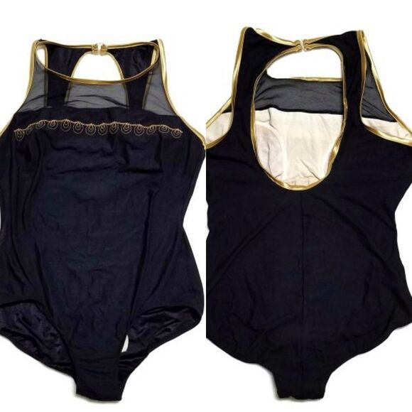 VTG Pacific Connections Gold Embroidered Swimsuit - Picture 1 of 9